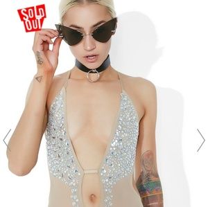 Dolls Kill Nude Crystal Bodysuit
